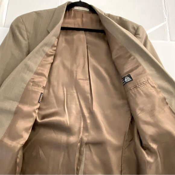 Chaps Ralph Lauren Suit Jacket Tan Wool Window Pane Plaid Men’s Size 50R - Picture 6 of 16